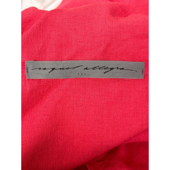 Raquel Allegra Jacket 1 / US Medium Womens Pink Linen Blend Deconstructed Blazer - Picture 7 of 8